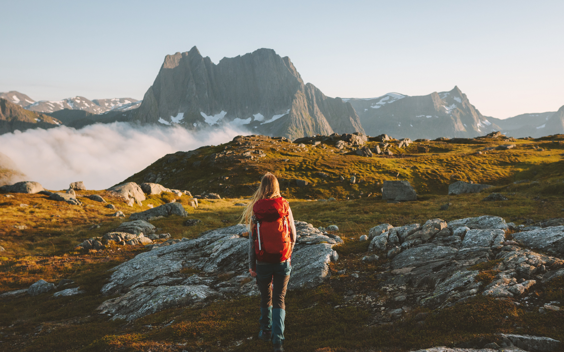 hiker looking at mountain rage